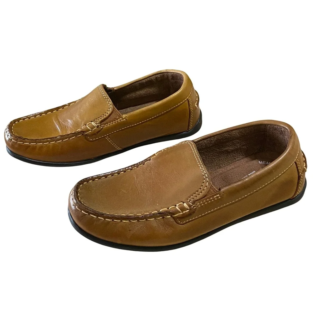 Florsheim Jasper Jr Boys Moc Toe Venetian Loafer Size 3 W Tan Prep School Church